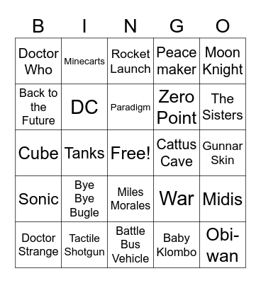 Season 2 Bingo Card