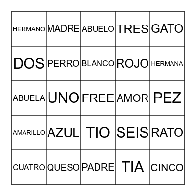 SPANISH  BINGO Card