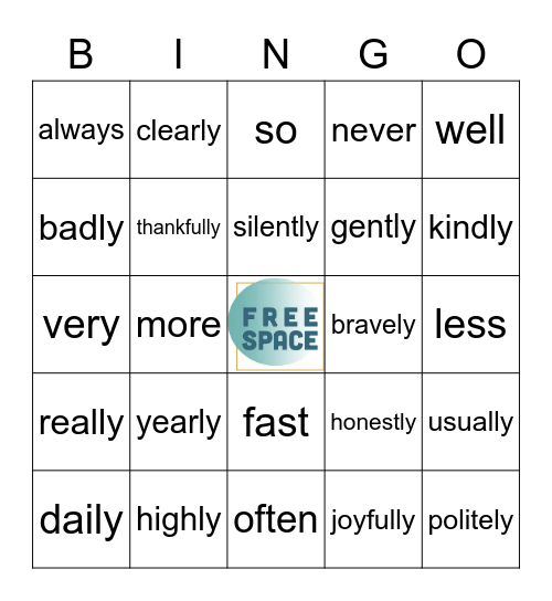 Common Adverbs Bingo Card
