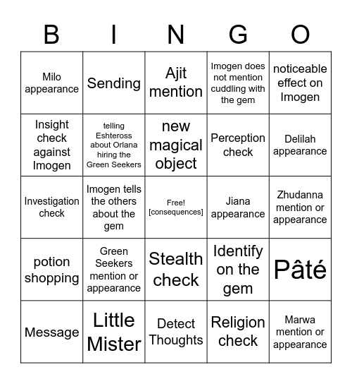 The Hubris of Mages Is Not Limited To Wizards [Critical Role 3.17] Bingo Card