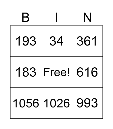 Math BINGO! Bingo Card