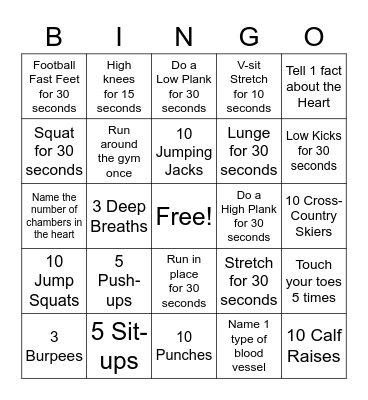 <3 Heart Health Bingo <3 Bingo Card