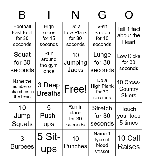 <3 Heart Health Bingo <3 Bingo Card