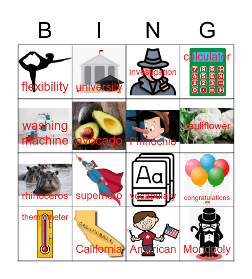 Long words 2 Bingo Card
