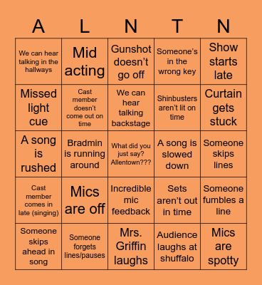 42nd Street 2022 Bingo Card