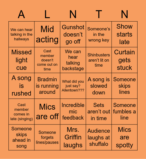 42nd Street 2022 Bingo Card