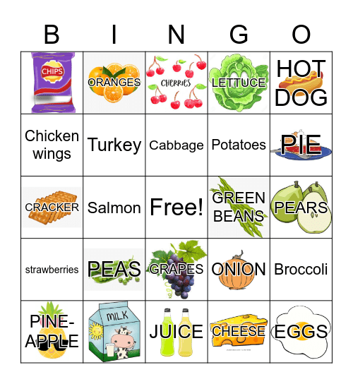 Grocery Bingo Card