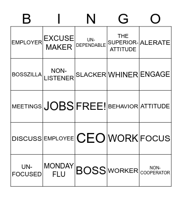 Bosszilla Meets the Employees from ---- Bingo Card