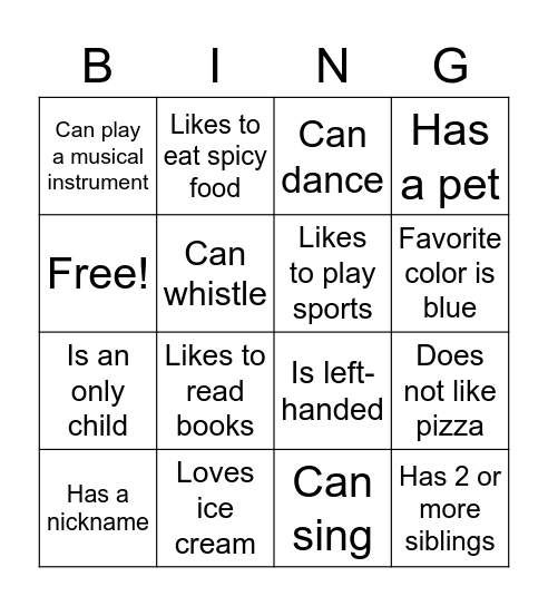 Bingo! Bingo Card