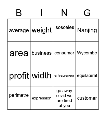 Friday Bingo Card