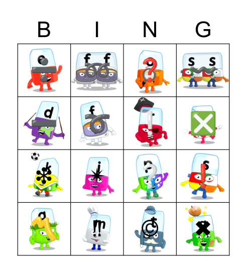 Alphablocks Phase 2 Bingo Card