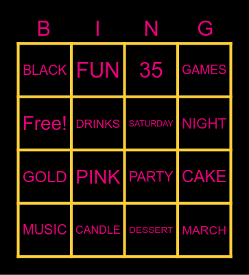 BIRTHDAY BINGO Card