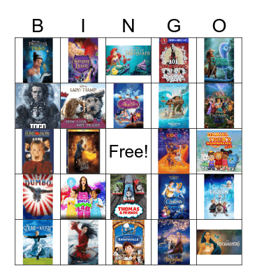 TV and Movie Bingo Card
