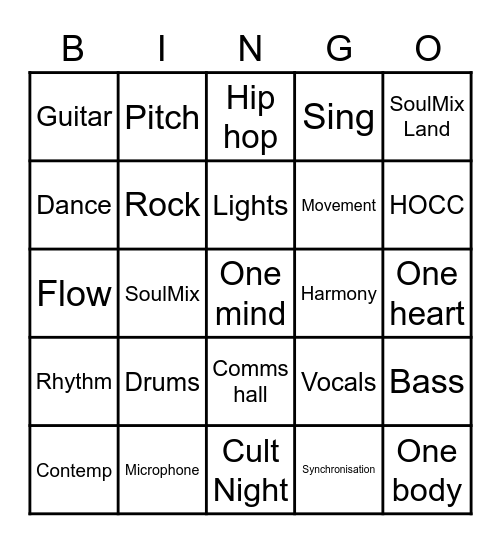 Cult Night Bingo Card