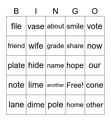 Unit 11 Week 1: V-E Bingo Card