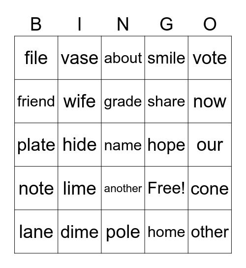 Unit 11 Week 1: V-E Bingo Card