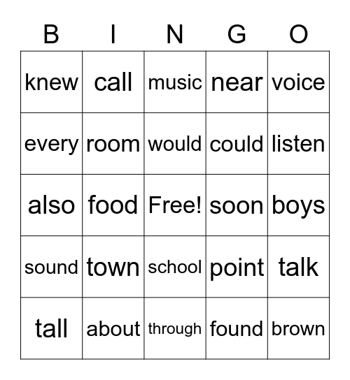 High-Frequency Words #7 Bingo Card