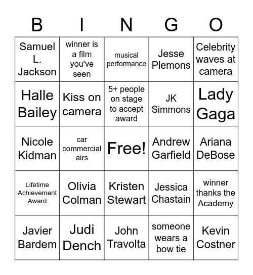 OSCAR BINGO Card