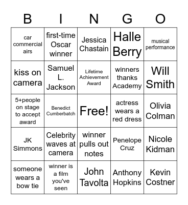 OSCAR NIGHT Bingo Card