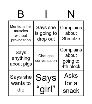 Natalia Bingo Card