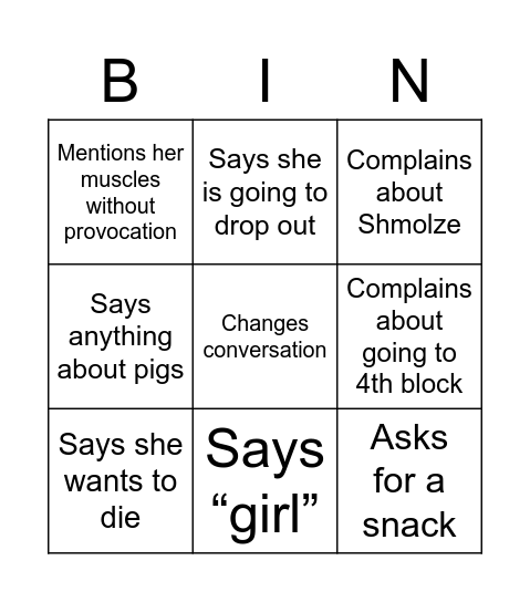 Natalia Bingo Card