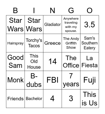 AMS Staff Bingo Card