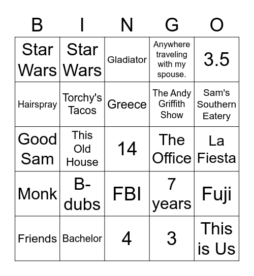AMS Staff Bingo Card