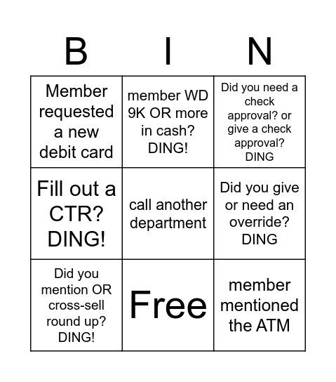 Fun Friday Bingo Card