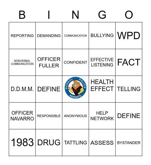 DARE BINGO Card