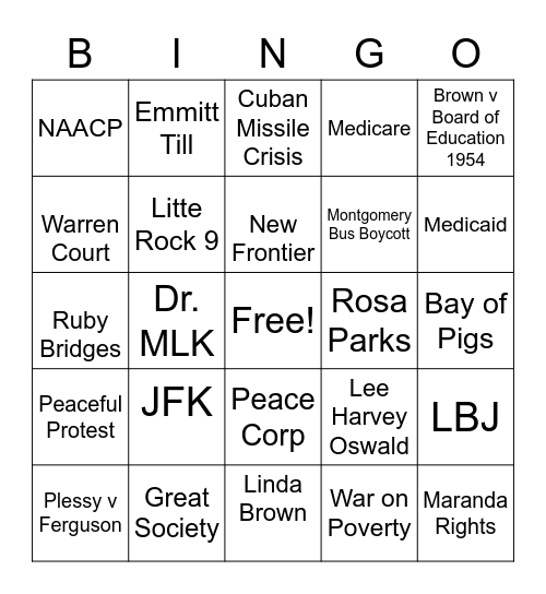 Era of Change Bingo Card