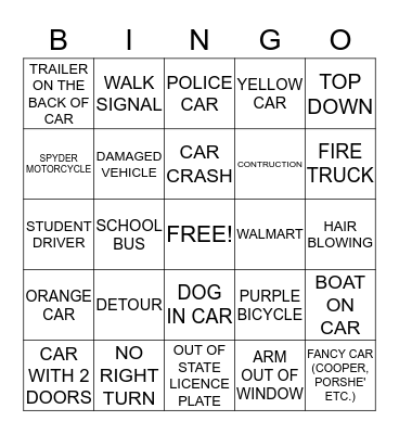 ULTIMATE ROAD BINGO Card