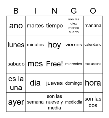 TIME Bingo Card