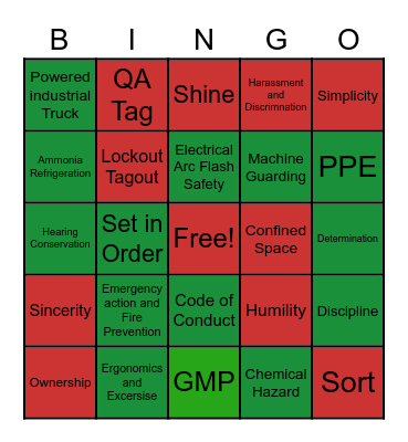 Pilgrims Pride Bingo Card
