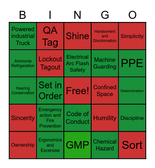 Pilgrims Pride Bingo Card