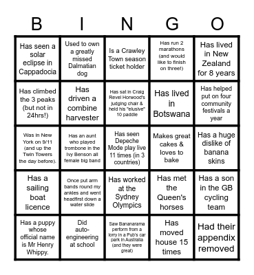 Human Bingo Card