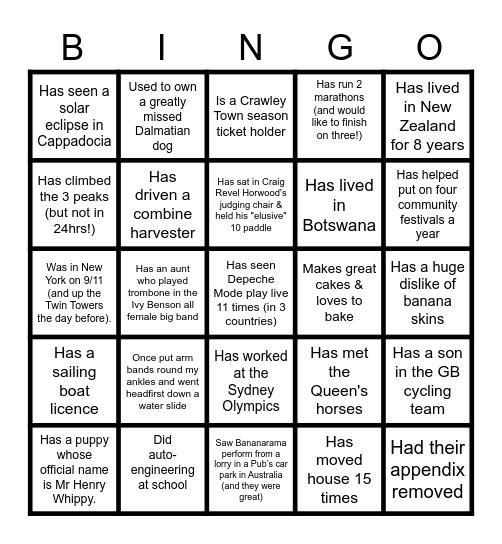 Human Bingo Card