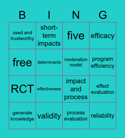 Evaluation Plan Bing Bingo Card