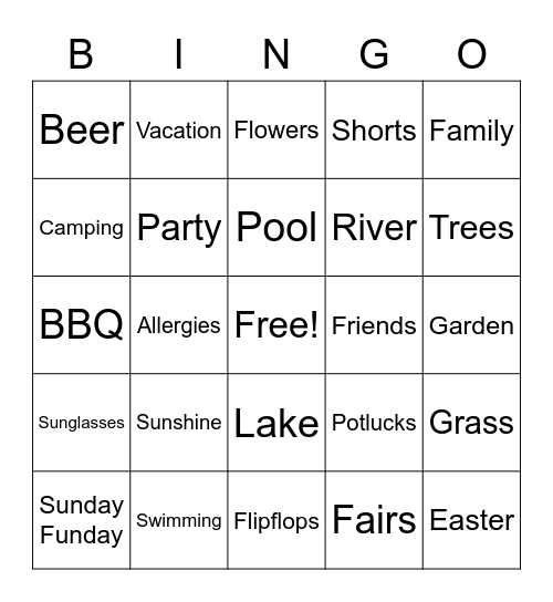 Spring Bingo Card