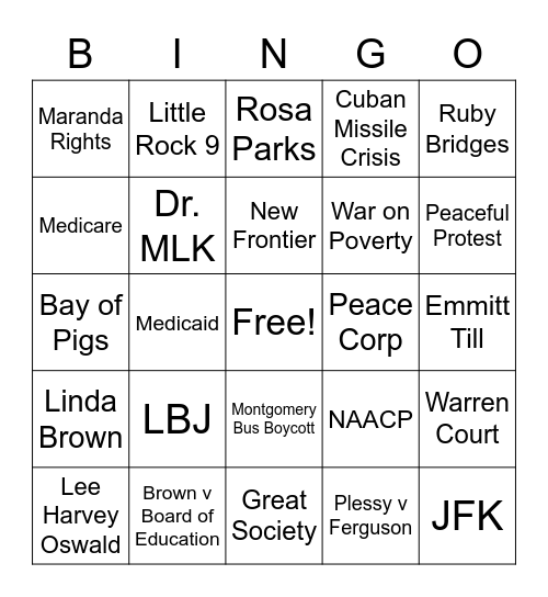 Era of Change Bingo Card