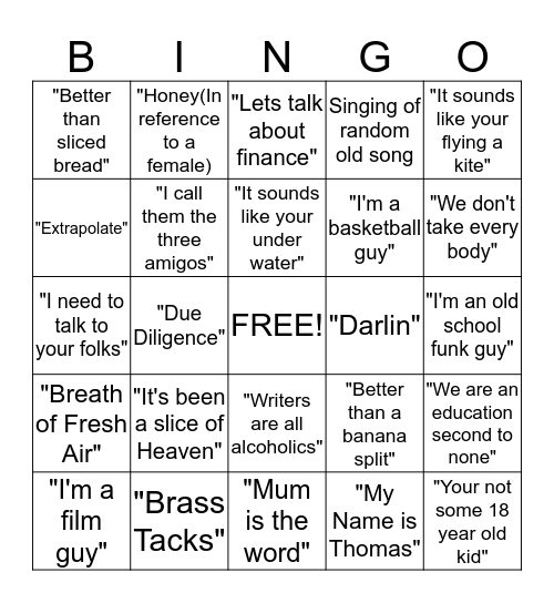 The Hoggie Bingo Card