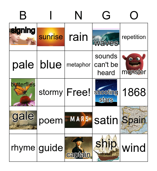 G3 U4 W5 Ginger's Fingers and Captain's Log Bingo Card