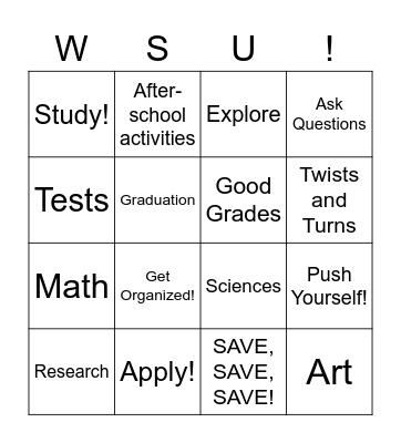 Road Map to College! Bingo Card