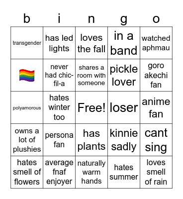 cada bingo Card