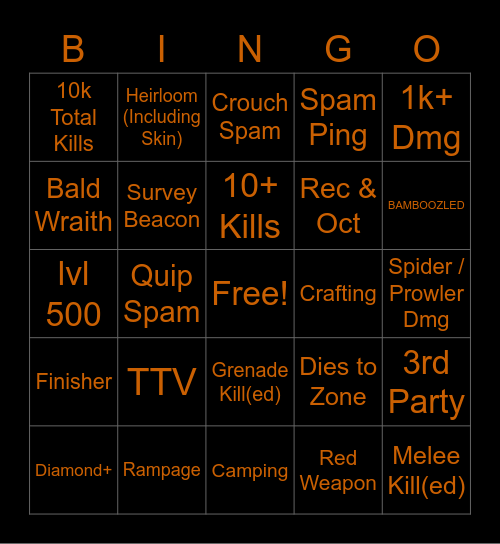 Apex Spectate Bingo Card