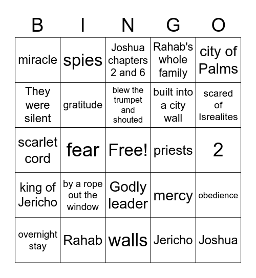 God defeated Jericho Bingo Card