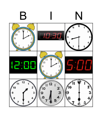 What time is it? Bingo Card