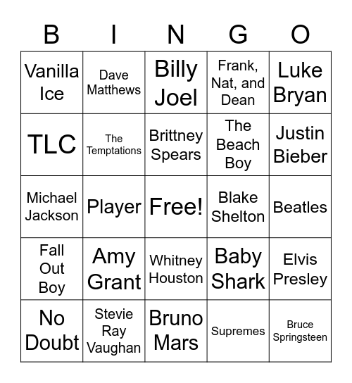 Baby Songs Bingo Card