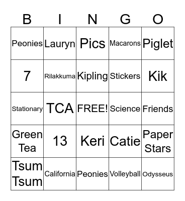 Tea time Bingo!!!! Bingo Card