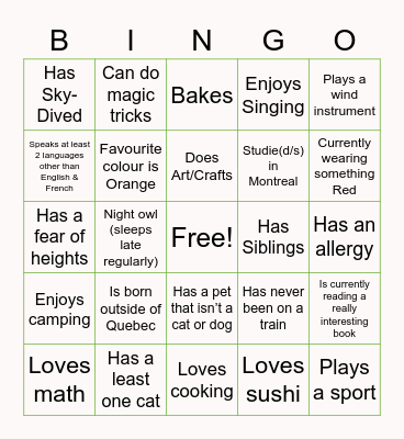 Find Someone Who… Bingo Card