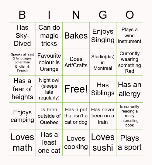 Find Someone Who… Bingo Card